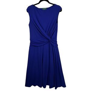 Lauren Ralph Lauren Twist Knot Dress Size 12 Purple Stretchy Sleeveless Career